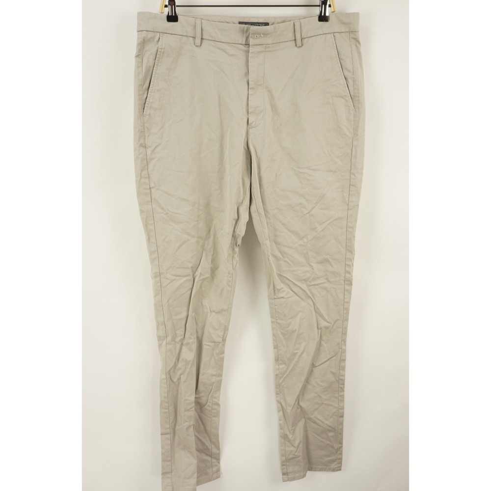Slate & Stone Twill Stretch Cotton‎ Flat Front Chino Pants Men's 36 x 34 Beige